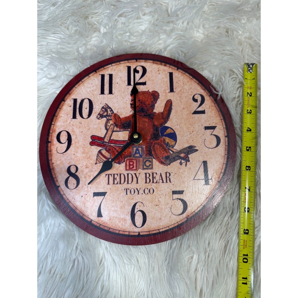 Dallas Bros Teddy Bear Toy Co Wall Clock Vintage Style Wood Nursery Decor USA